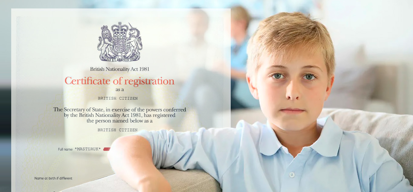 British citizenship for a child of 13, although he was born and lived in the UK