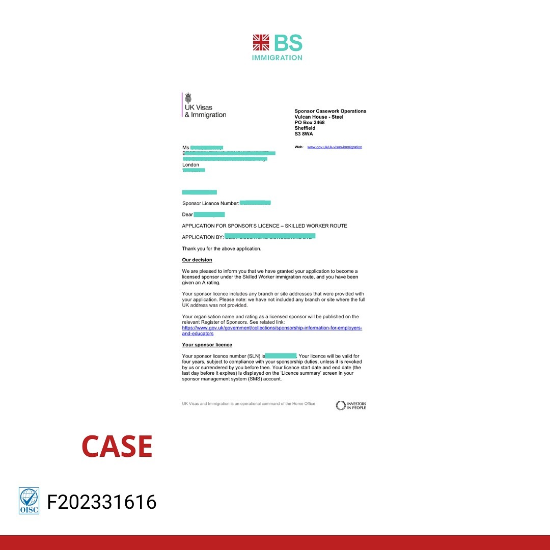 Кейс по получению лицензии спонсора для финкомпании в Великобритании при поддержке BS Immigration.